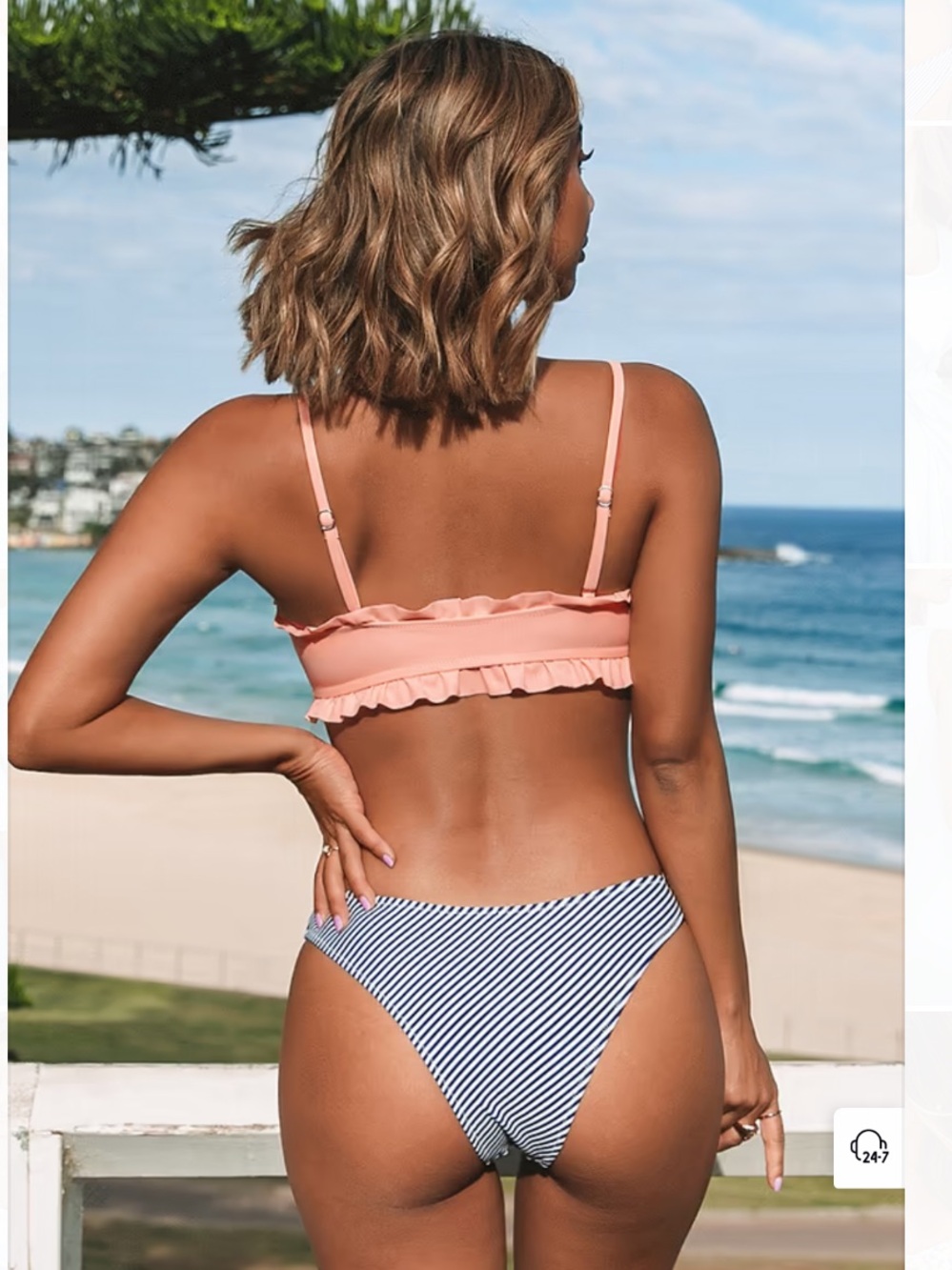 NEW• Cupshe Peach Ruffle Bikini Top• XL - Picture 3 of 9